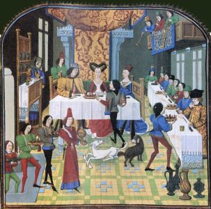 Миниатюра XV века: званый ужин