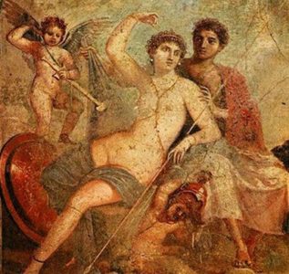 Древняя фреска : богиня Афродита (Венера)